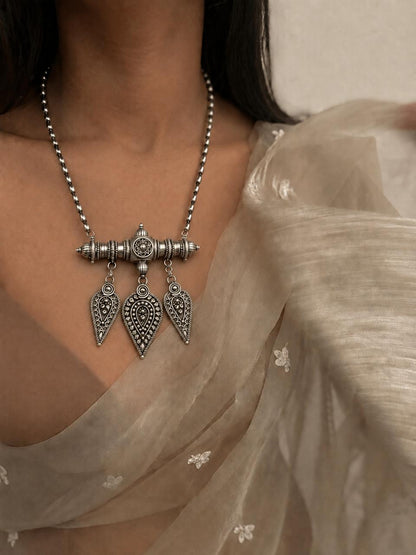 Oxidized Partywear Long Necklace with Earring set