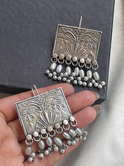 Fine Work on Brass Oxidized Earring