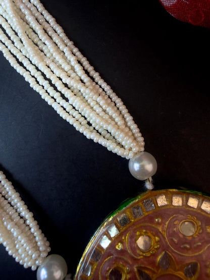 Lakh Beaded Pendant Necklace with Lakh Earring Set