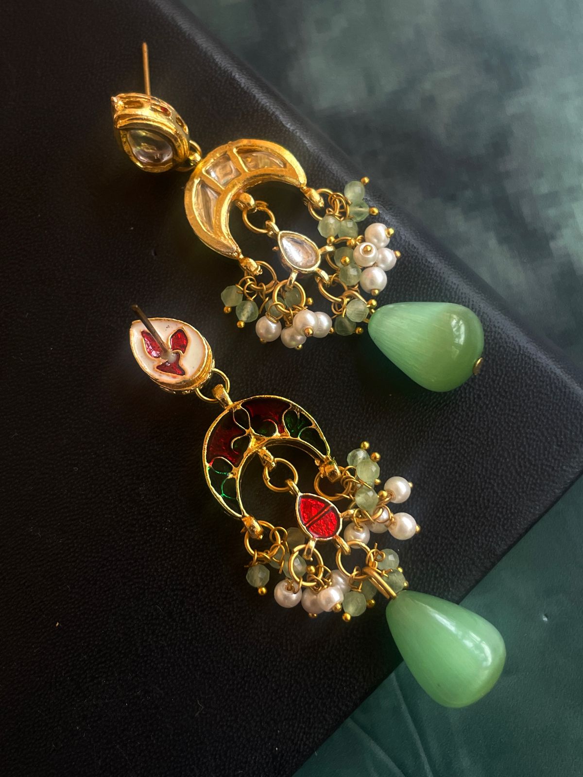 Kundan, Zade Stone with Cheer Earring