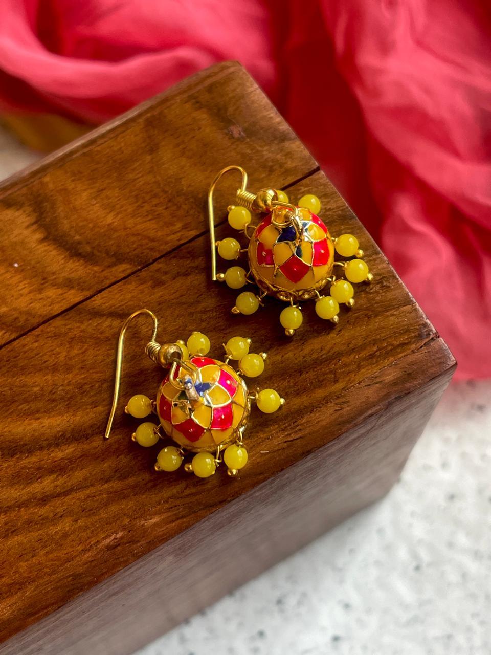 Meenakari Small Jhumki Earring (Set of 2 Pairs)