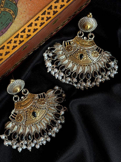 Dual Tone Partywear Geometrical Earring