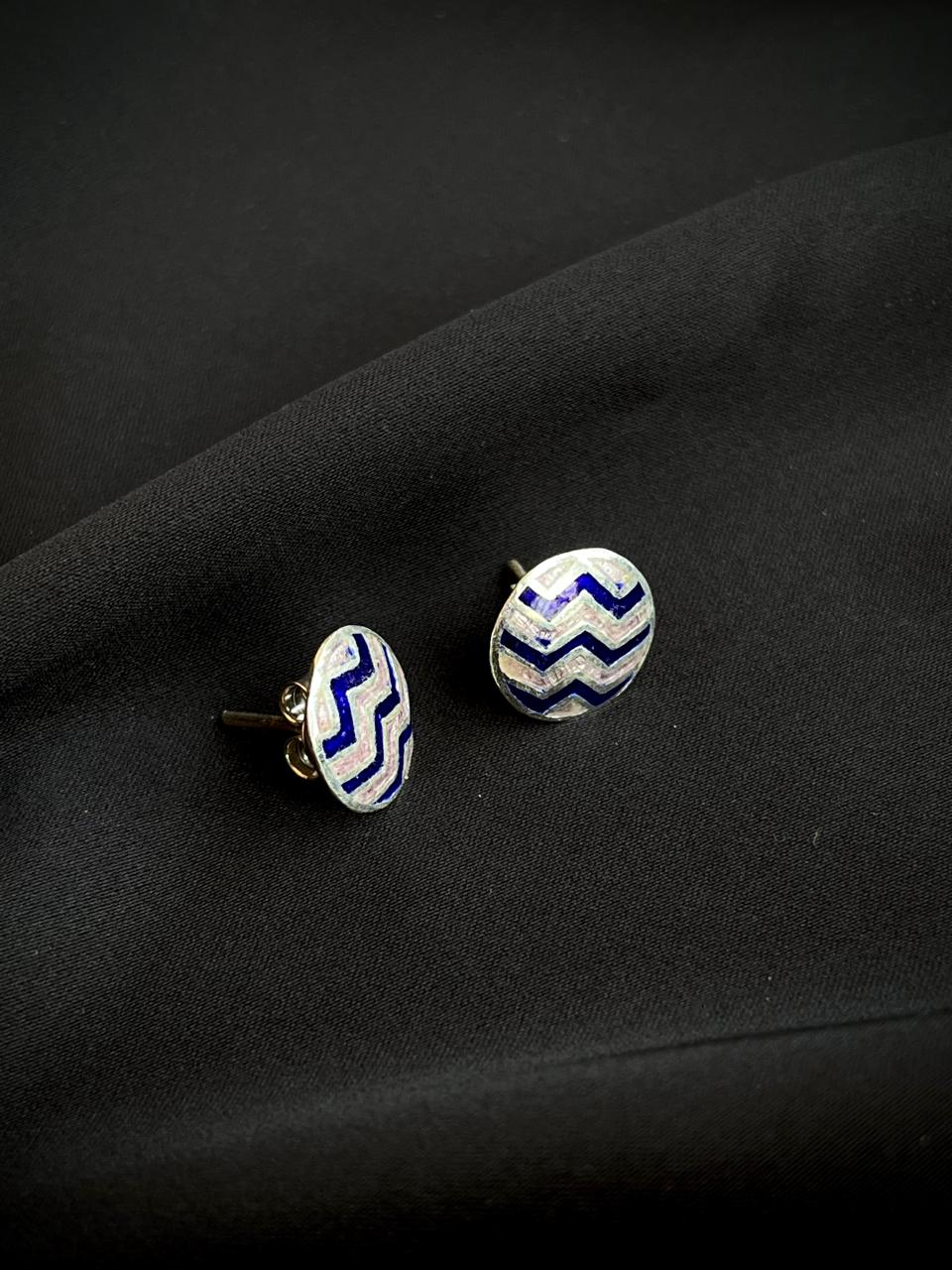 Meenakari Geometrical 92.5 Silver Stud Earring