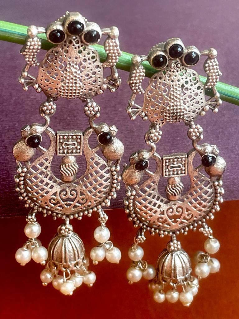 Silver Replica Ethnic Brass stone Earring