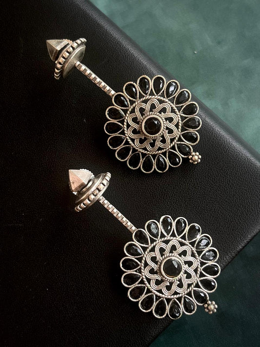Monalisa Stone Silver Replica Flower Shape Earring