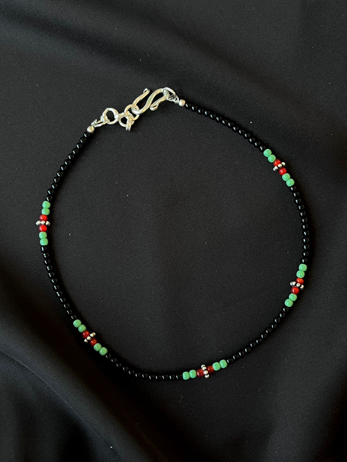 Colourful Beaded 92.5 Silver Anklet