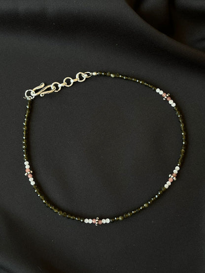 Colourful Beaded 92.5 Silver Anklet