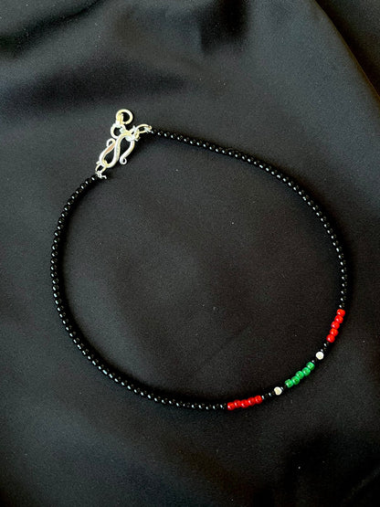 Colourful Beaded 92.5 Silver Anklet